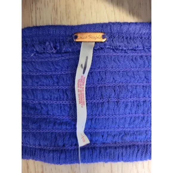 New sz L Large 8/10 free people blue be mine 2 piece crop top maxi slit skirt - Picture 5 of 7